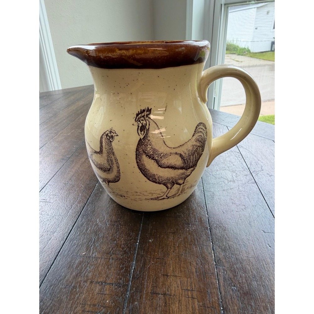 Vintage 1979 Enesco Country Road Chicken Pitcher Ceramic Farmhouse Decor Japan